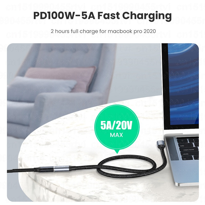 HD 4K USB C prailginimo laidas 100 W PD 5A stačiu kampu sulenktas 90 laipsnių Gen 2 USB 3.1 tipo C ilgintuvas, skirtas Macbook Samsung nešiojamam kompiuteriui
