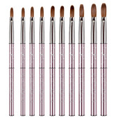 Kolinsky Sable Brush Nail Art Pink Metal SalonBuilder Crystal Carve Design 3D Minta Design Köröm kellékek Ail felszerelésekhez