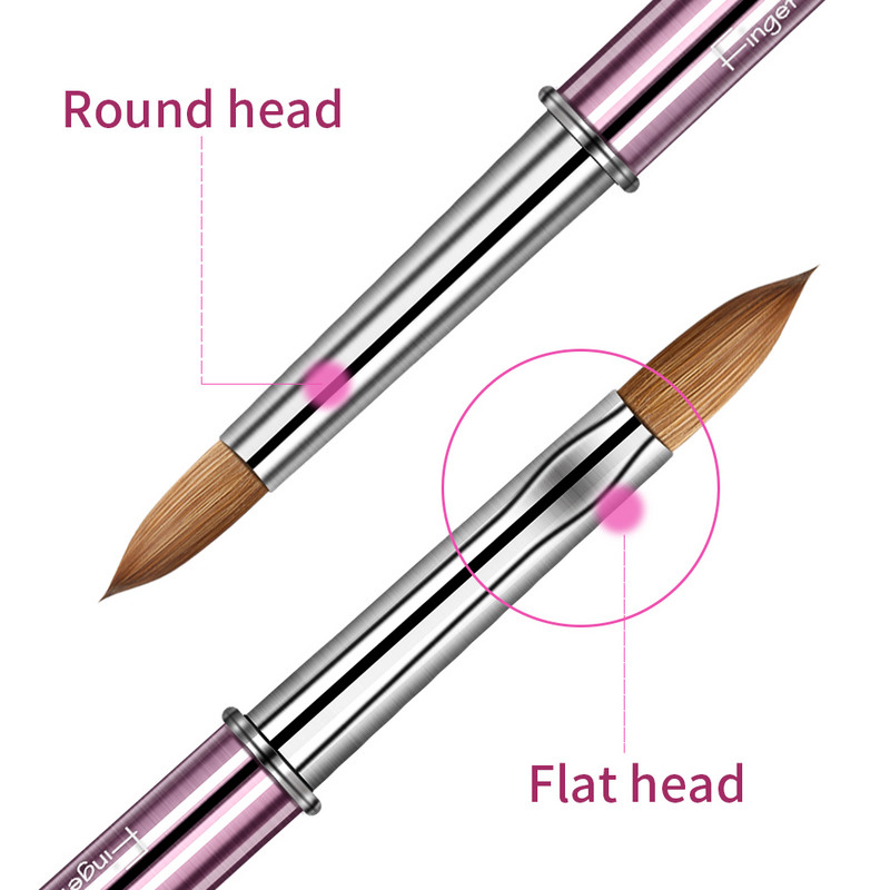 Kolinsky Sable Brush Nail Art Pink Metal SalonBuilder Crystal Carve Design 3D Minta Design Köröm kellékek Ail felszerelésekhez