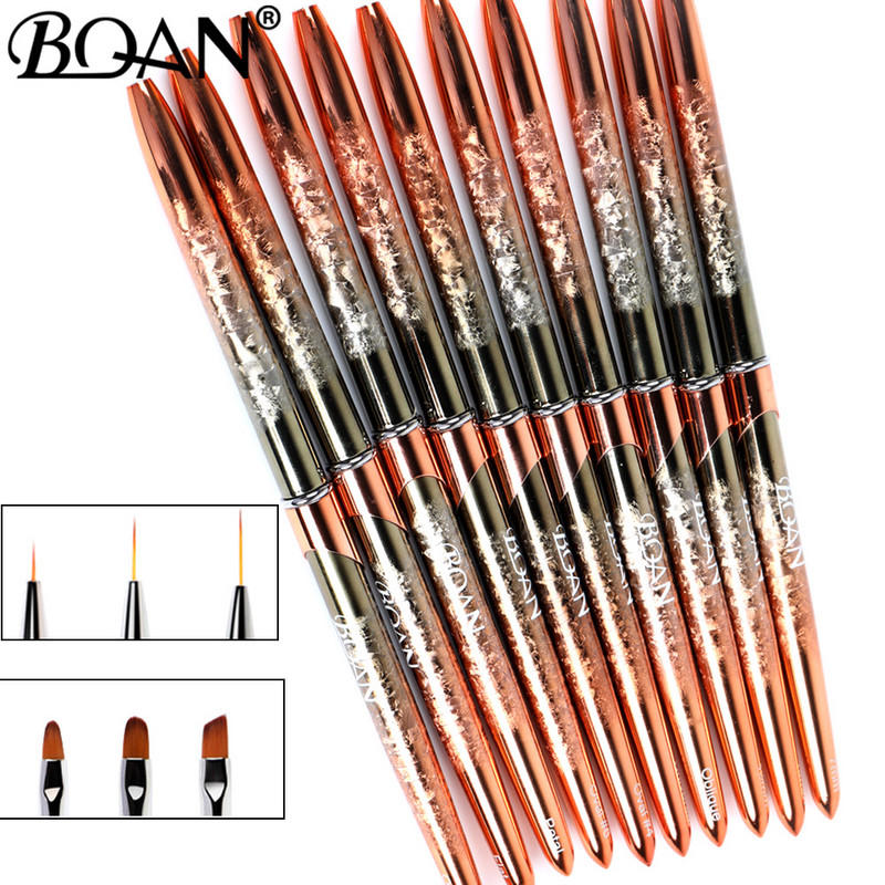 BQAN NAUJAS Rose Gold Nail Art Brush Deimantinis gradientas Nagų šepetėlis Linija Tapybos Teptukai Nagai Krištolo Akrilo Pamušalo piešimo rašiklis