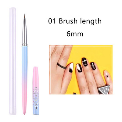 1 vnt Nails Art Stripe Liner Brush 3D Tips Manikiūro aksesuarai Pull Line Smudge Fototerapijos piešimo rašiklis UV gelio rašiklio dažymo įrankis