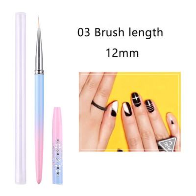 1 vnt Nails Art Stripe Liner Brush 3D Tips Manikiūro aksesuarai Pull Line Smudge Fototerapijos piešimo rašiklis UV gelio rašiklio dažymo įrankis