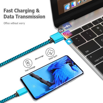 USB A 2.0 към Micro B Кабел за зарядно устройство Високоскоростно зареждане на данни за Samsung Xiaomi Смарт устройство Кабел за зареждане на данни Найлонов плетен