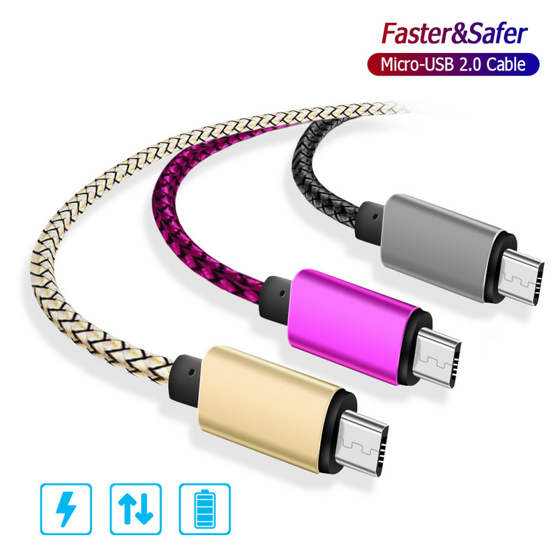 USB A 2.0 na Micro B kabel punjača Brzo punjenje podataka za Samsung Xiaomi pametni uređaj Kabel za punjenje podataka Najlonski pleteni