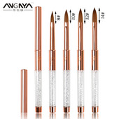 ANGNYA Rose Gold 100% Pure Kolinsky Sable Četkica za nokte Kistovi za akrilni puder Rhinestones Metalna drška Profesionalni alati za nadogradnju noktiju
