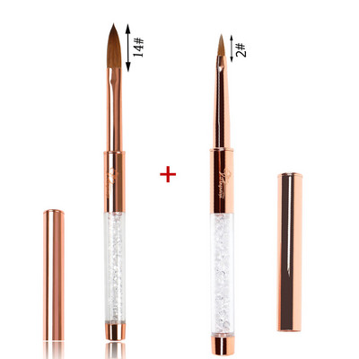 ANGNYA Rose Gold 100% Pure Kolinsky Sable Četkica za nokte Kistovi za akrilni puder Rhinestones Metalna drška Profesionalni alati za nadogradnju noktiju