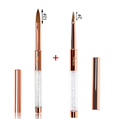 ANGNYA Rose Gold 100% Pure Kolinsky Sable Četkica za nokte Kistovi za akrilni puder Rhinestones Metalna drška Profesionalni alati za nadogradnju noktiju