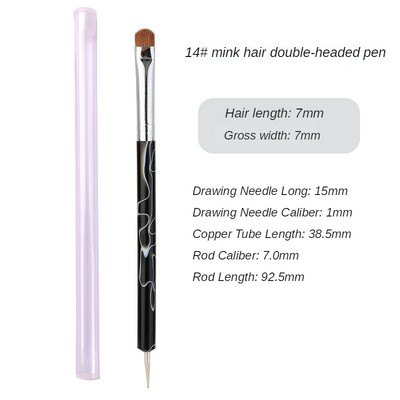 TIANMI Dviejų galų nagų dailės taškavimo rašiklis akrilinis piešimo pamušalas gėlių šepetys kalnų krištolas UV gelis juodas dažymas manikiūro keramikos įrankis