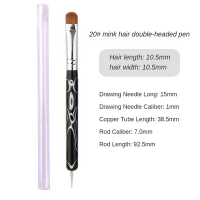 TIANMI Dviejų galų nagų dailės taškavimo rašiklis akrilinis piešimo pamušalas gėlių šepetys kalnų krištolas UV gelis juodas dažymas manikiūro keramikos įrankis