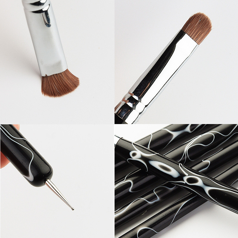 TIANMI Dviejų galų nagų dailės taškavimo rašiklis akrilinis piešimo pamušalas gėlių šepetys kalnų krištolas UV gelis juodas dažymas manikiūro keramikos įrankis