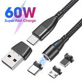 AUFU 60W magnetsko punjenje USB tip C kabel Super brzi kabel za punjenje za Huawei Micro Data Transfer PD 20W za iPhone 13 12