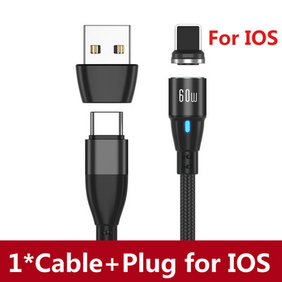 AUFU 60W magnetsko punjenje USB tip C kabel Super brzi kabel za punjenje za Huawei Micro Data Transfer PD 20W za iPhone 13 12