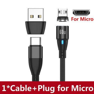 AUFU 60W magnetsko punjenje USB tip C kabel Super brzi kabel za punjenje za Huawei Micro Data Transfer PD 20W za iPhone 13 12
