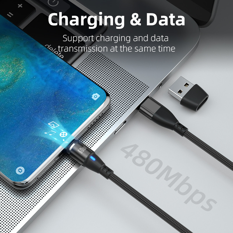 AUFU 60W magnetsko punjenje USB tip C kabel Super brzi kabel za punjenje za Huawei Micro Data Transfer PD 20W za iPhone 13 12