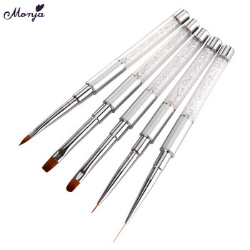 Monja Nail Art Acrylic UV Gel Extension Building Liquid Powder Carving Brush French Stripes Lines Liner Drawing Pinting Painting Pen