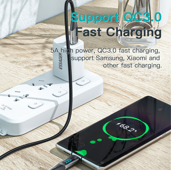 Essager LED тип C към тип C кабел 100W PD QC3.0 зарядно за бързо зареждане USB C към USB C кабел за дисплей за Macbook Xiaomi Samsung