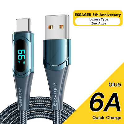 Essager LED Τύπος C σε Καλώδιο τύπου C 100W PD QC3.0 Φορτιστής γρήγορης φόρτισης USB C σε USB C Καλώδιο οθόνης για Macbook Xiaomi Samsung