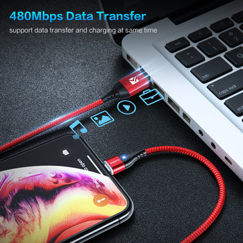 FLOVEME Магнитен кабел за зареждане за Lightning Type C Micro USB кабел за iPhone зарядно устройство Android телефони бързо зареждане USB Data Cabo