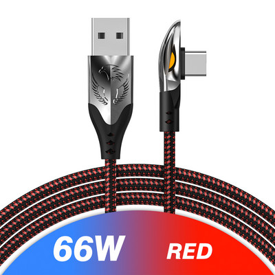 Elough USB Type C kábel 90 fokos 66W 6A gyorstöltő töltő Type C kábel Xiaomi Mi 10 Huawei P40 Mate 40 dátumú kábel vezetékhez