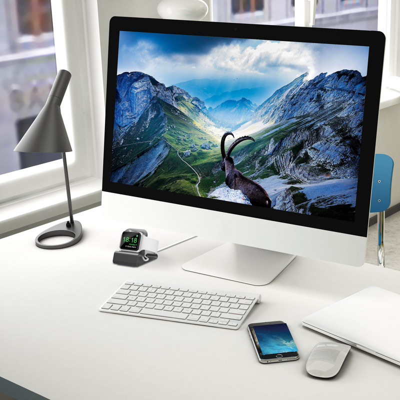 Alumīnija silīcija kronšteins lādētāja dokstacijas uzlādes turētājs ābolu pulksteņu statīvam, sērija SE/6/5/4/3/2/1 uzlādes paliktņa statīvs