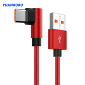 C típusú USB-kábel 66W 90 fokos 6A gyorstöltés Xiaomi Samsung Huawei gyorstöltő USB C-kábelekhez C típusú játékkábel