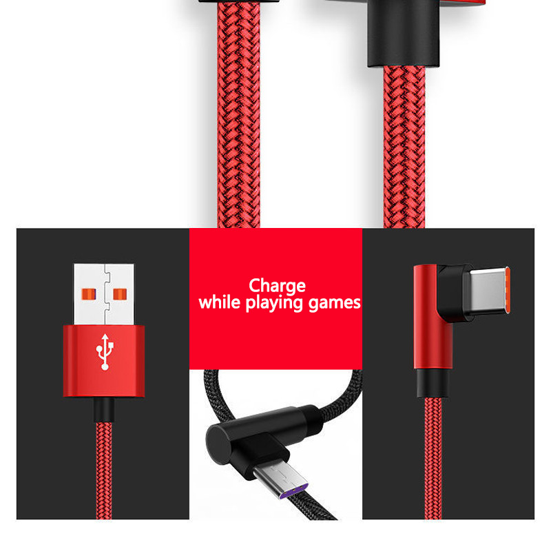 C típusú USB-kábel 66W 90 fokos 6A gyorstöltés Xiaomi Samsung Huawei gyorstöltő USB C-kábelekhez C típusú játékkábel