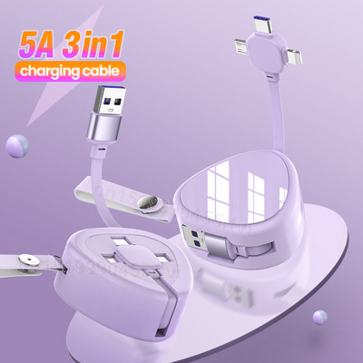 3 σε 1 αναδιπλούμενο καλώδιο USB για iPhone 13 12 Φορτιστής Micro Type C Καλώδιο USB για Huawei P40 Xiaomi 11 Samsung S20 USB κινητό τηλέφωνο