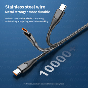65W 5A USB кабел за бързо зареждане Мулти бързо зарядно устройство Алуминиева сплав USB тип C кабел за Samsung Xiaomi Huawei Кабел за зарядно устройство