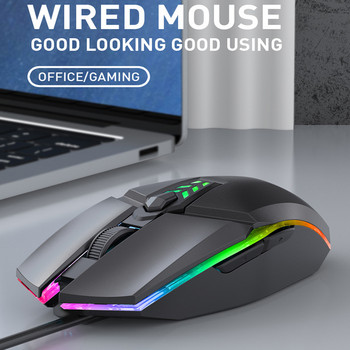 RGB BackLight Mute Gaming Mouse 1600 DPI Оптична 6-бутонна USB мишка с Mute кабелни мишки за настолен лаптоп компютър Геймърска мишка