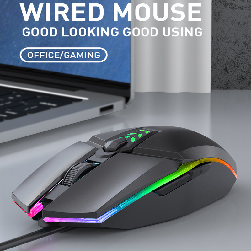 RGB pozadinsko osvjetljenje bez zvuka Gaming miš 1600 DPI optički USB miš sa 6 tipki s mute žičanim miševima za stolno prijenosno računalo Gamer miš