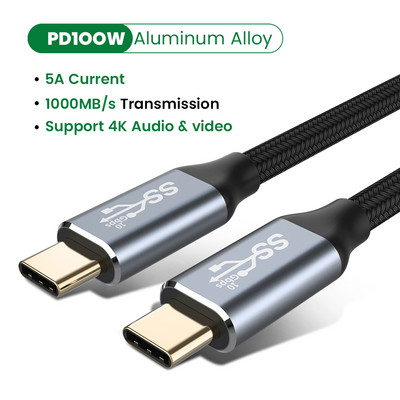 5A 100W USB C 3.1 kábel Type-C na C 10 Gbps vysokorýchlostný dátový prenosový kábel HD 4K 60Hz video kábel audio kábel pre notebooky PC