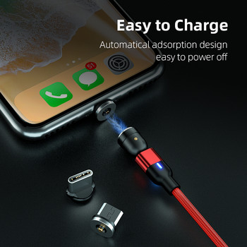 Въртящ се магнитен кабел 3 м дълъг микро USB тип C телефонен кабел за кабел за зареждане на Huawei Кабел за зарядно устройство с магнит за Samsung 1 м 2 м