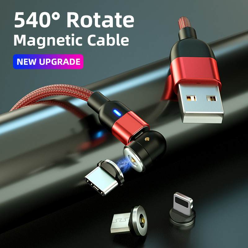 Forgó mágneses kábel 3 m hosszú Micro USB C típusú telefonkábel Huawei töltőkábelhez vezeték Samsung mágneses töltőhöz 1 m 2 m