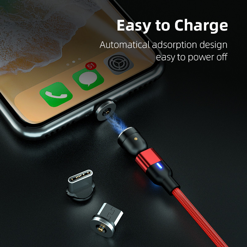Forgó mágneses kábel 3 m hosszú Micro USB C típusú telefonkábel Huawei töltőkábelhez vezeték Samsung mágneses töltőhöz 1 m 2 m