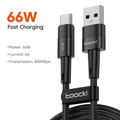 Toocki 100 W USB C - C típusú kábel PD gyorstöltő töltőkábel 6A/66W USB Type C kábel Huawei Xiaomi POCO Samsung Macbookhoz