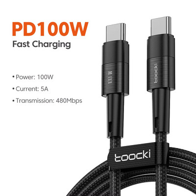 Toocki 100 W USB C - C típusú kábel PD gyorstöltő töltőkábel 6A/66W USB Type C kábel Huawei Xiaomi POCO Samsung Macbookhoz