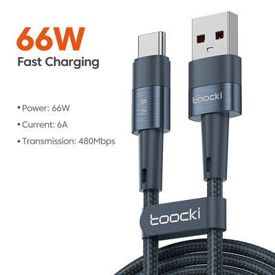 Toocki 100 W USB C - C típusú kábel PD gyorstöltő töltőkábel 6A/66W USB Type C kábel Huawei Xiaomi POCO Samsung Macbookhoz