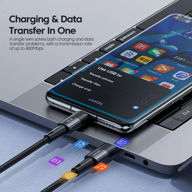 Toocki 100 W USB C - C típusú kábel PD gyorstöltő töltőkábel 6A/66W USB Type C kábel Huawei Xiaomi POCO Samsung Macbookhoz