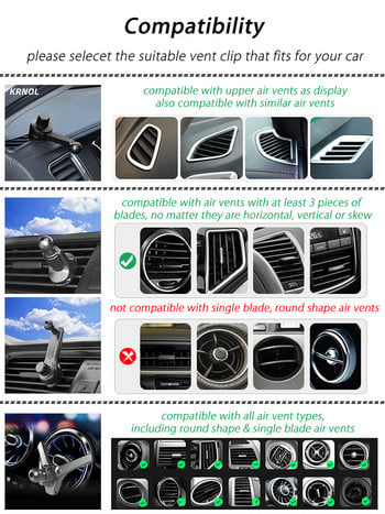 Надстройте щипка за вентилационен отвор за стойка за автомобилен държач за телефон 17 mm 15 mm 13 mm сферична глава за въздушни отвори Монтажна скоба за автоматична поддръжка на телефон