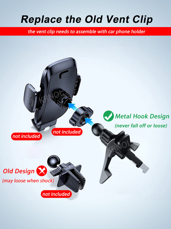 Atnaujinkite oro ventiliacijos spaustuką automobilinio telefono laikiklio stovui 17 mm 15 mm 13 mm rutulinė galvutė oro išleidimo angoms automatinio telefono atramos tvirtinimo laikiklis