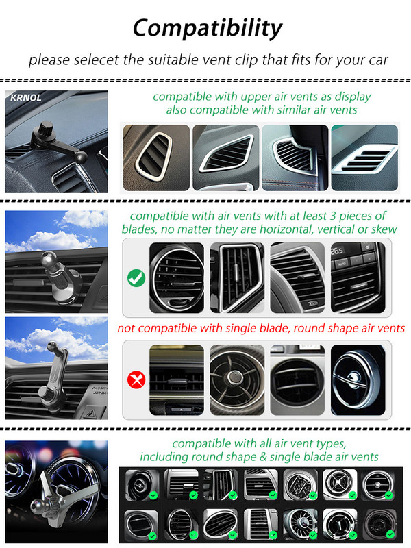 Atnaujinkite oro ventiliacijos spaustuką automobilinio telefono laikiklio stovui 17 mm 15 mm 13 mm rutulinė galvutė oro išleidimo angoms automatinio telefono atramos tvirtinimo laikiklis