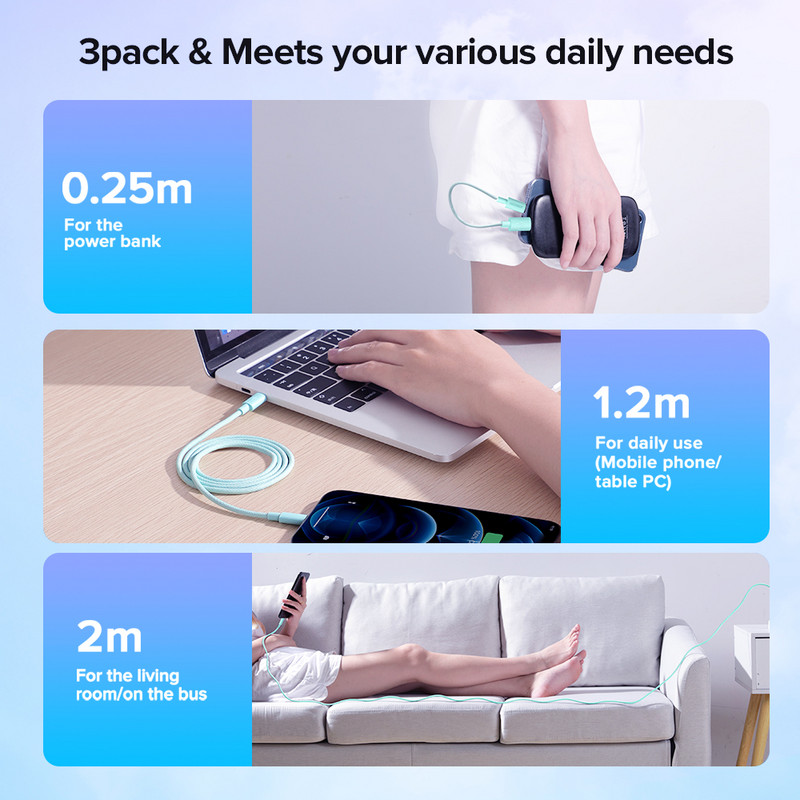 Joyroom 20W USB C laidas, skirtas iPhone 13 12 11 Pro Max XR 8 Type C PD greito įkrovimo kabelis C tipo USB duomenų laidas, skirtas iPhone iPad