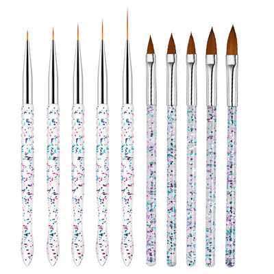 20 db/szett köröm French Line ecsetek kezdőkészlet akril UV körömkefe gél lakk ecset Kétirányú Dot Pen Art Design festőeszközök
