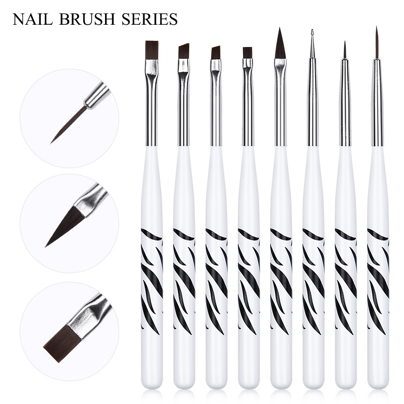 20 db/szett köröm French Line ecsetek kezdőkészlet akril UV körömkefe gél lakk ecset Kétirányú Dot Pen Art Design festőeszközök