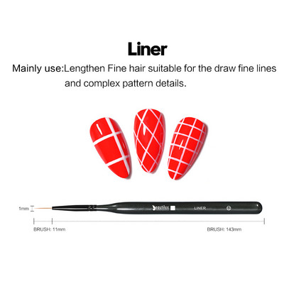 Beautilux nagų šepetėlis UV taškinis nagų šepetėlis gelio spalvos dažymo linijos piešimo modelio kūrimo gelinis lakas nagų profesionalus šepetėlis