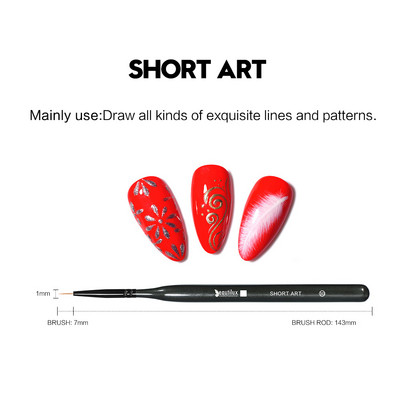 Beautilux nagų šepetėlis UV taškinis nagų šepetėlis gelio spalvos dažymo linijos piešimo modelio kūrimo gelinis lakas nagų profesionalus šepetėlis