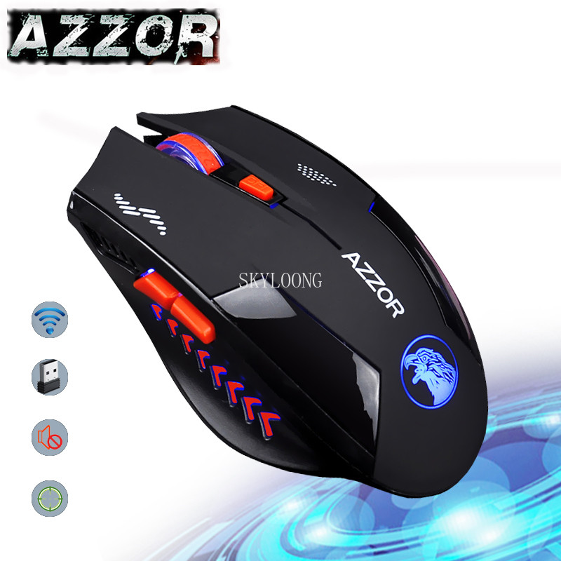 Originalus AZZOR įkrautas tylus belaidis pelės nutildymo mygtukas be triukšmo optinės žaidimų pelės, įmontuota kompiuterio nešiojamojo kompiuterio baterija