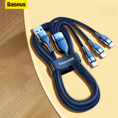 Baseus PD66W 3 in 1 Type C Micro USB Lightning Cable iPhone 13 12 Pro 11 XR įkroviklio duomenų kabelis, skirtas Huawei Samsung Xiaomi