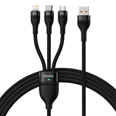 Baseus PD66W 3 in 1 Type C Micro USB Lightning Cable iPhone 13 12 Pro 11 XR įkroviklio duomenų kabelis, skirtas Huawei Samsung Xiaomi