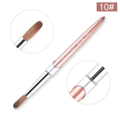 Akrilinis nagų šepetėlis 100% grynas Kolinsky Sable Brush, skirtas krištolo nagų gelio dažymui ovaliu gofruotu akrilo pudra, skystas manikiūro įrankis